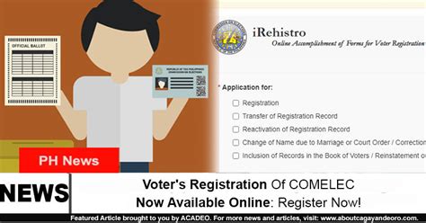 caloocan comelec online registration|Online voters' registration now available at Comelec's iRehistro.